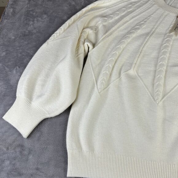 Philosophy Sweater Womens 3X Ivory Chunky Knit Pullover Crew Long Sleeve New $88 - Picture 10 of 14
